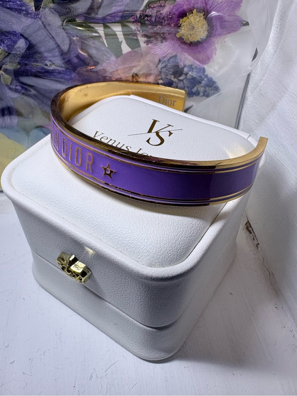 Fashion Purple Enamel Cuff Bangle Bracelet NWOT
